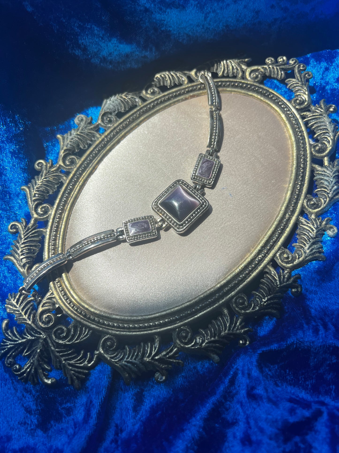 Silver Toned Purple Catseye Bracelet