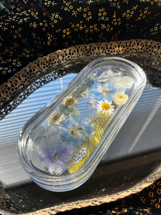 Something Blue Pressed Flower Resin Tray