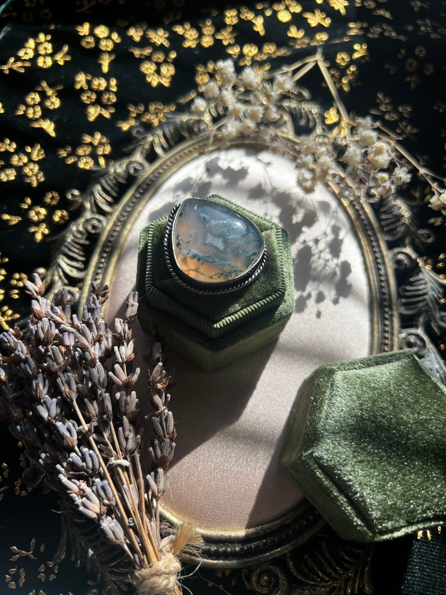 Moss Agate Silver Ring