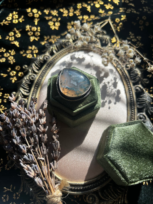 Moss Agate Silver Ring
