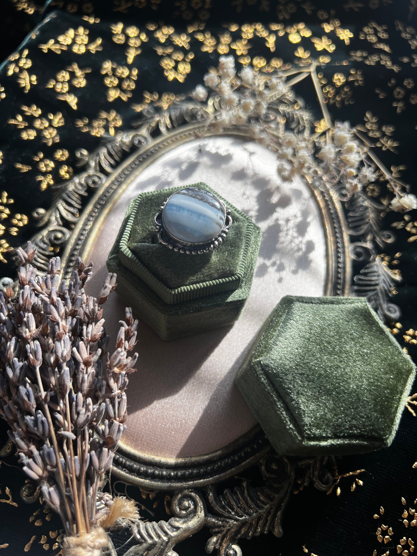 Blue Lace Agate Silver Toned Ring