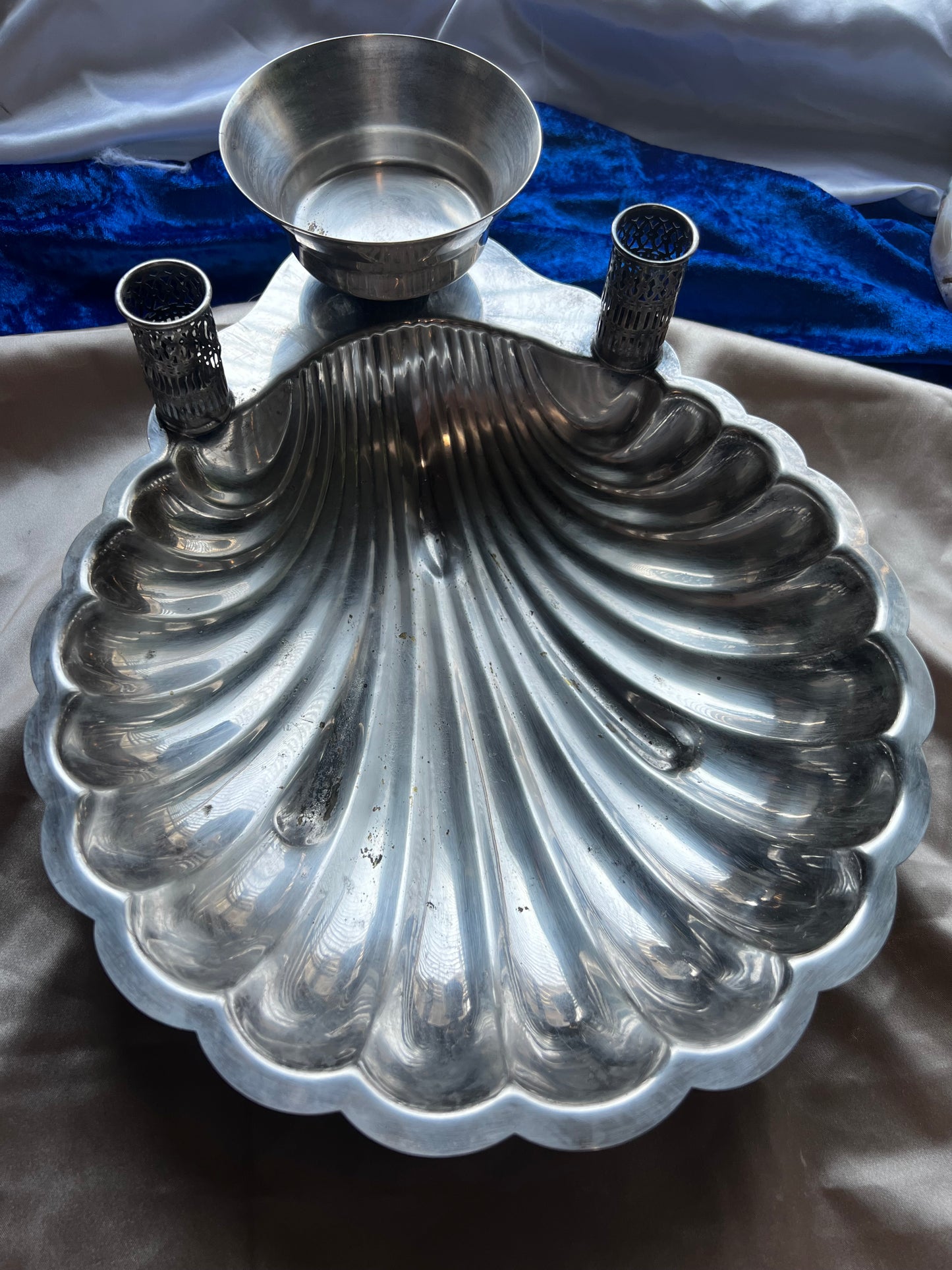 Vintage Silver Clamshell Serving Tray