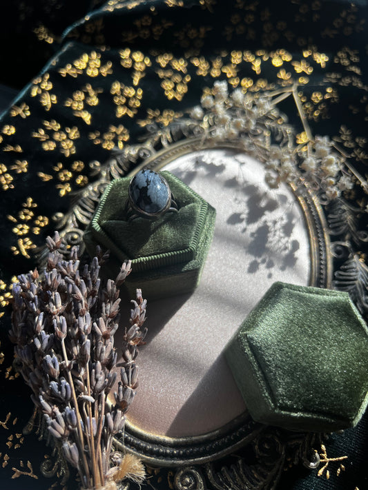 Snowflake Obsidian Silver Toned Ring