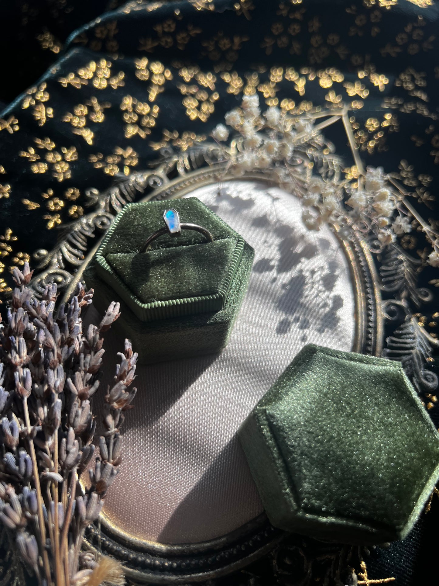 Moonstone Coffin Ring