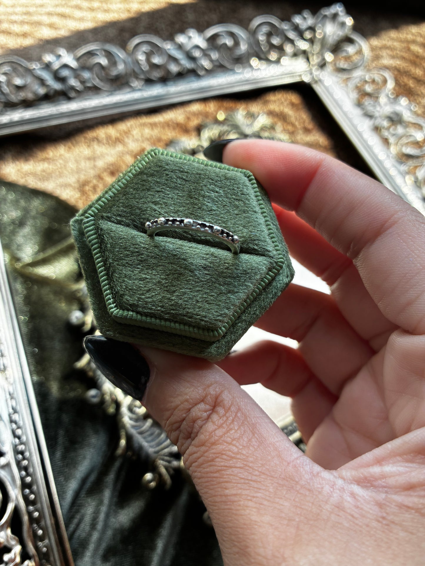 Silver Tone and Black Ring