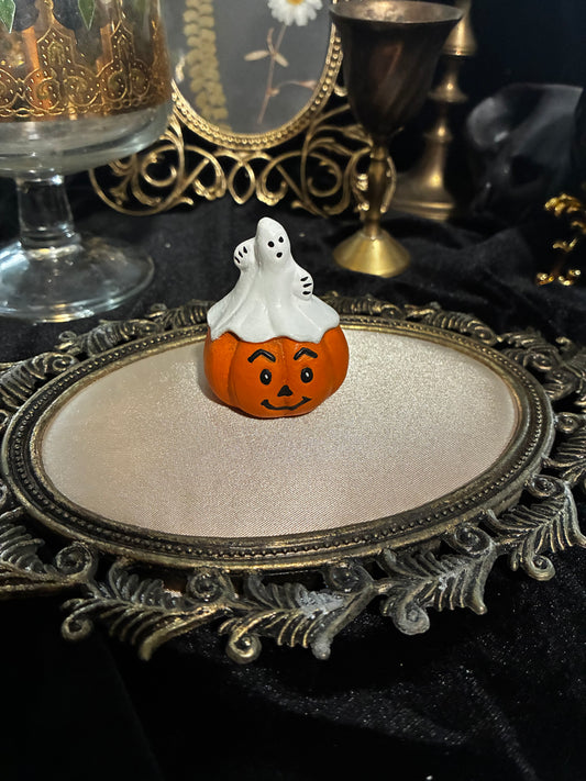 Small Ghost on Pumpkin Figurine