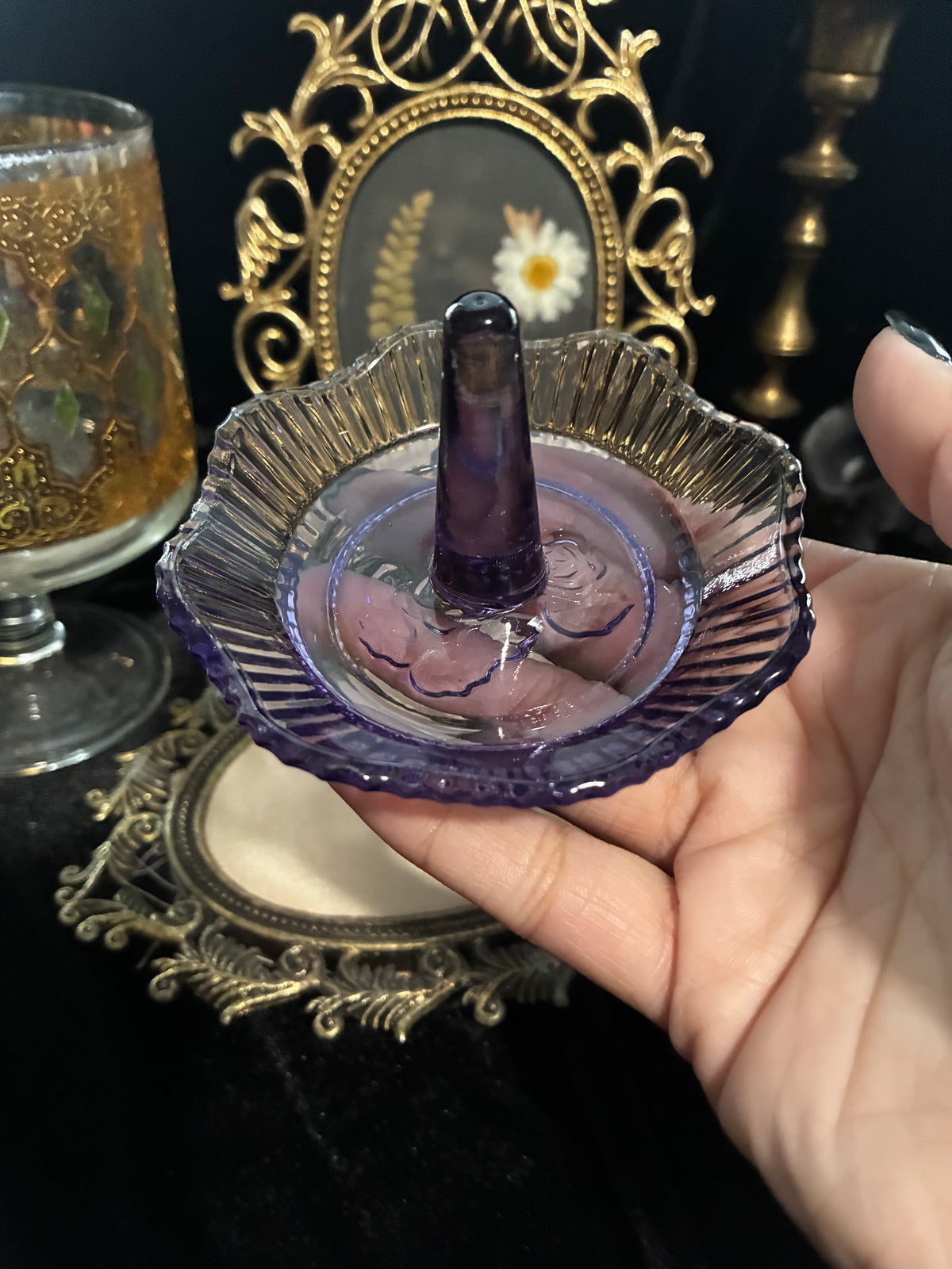 Purple Glass Ring Holder