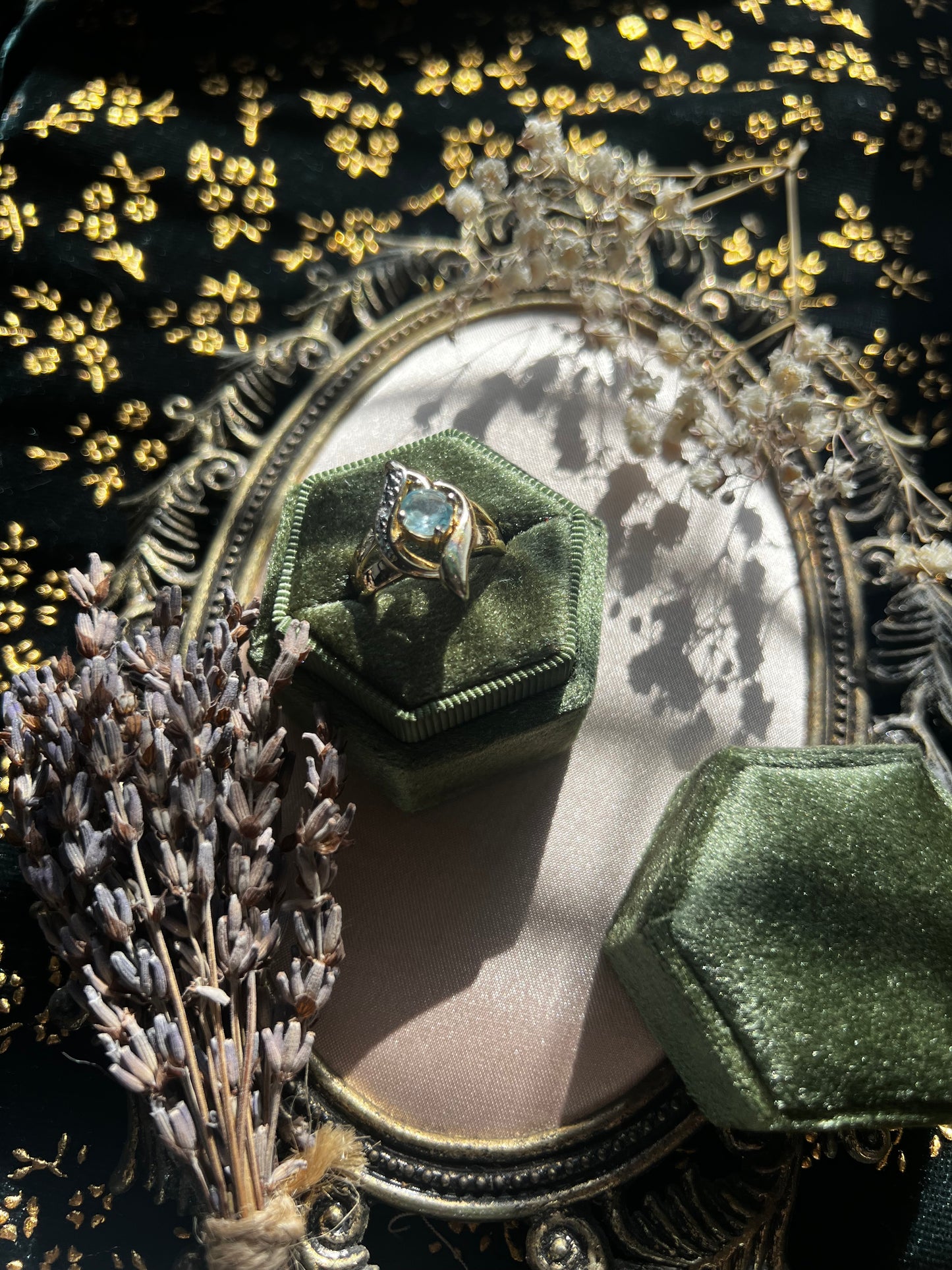 Aquamarine Gold Toned Ring