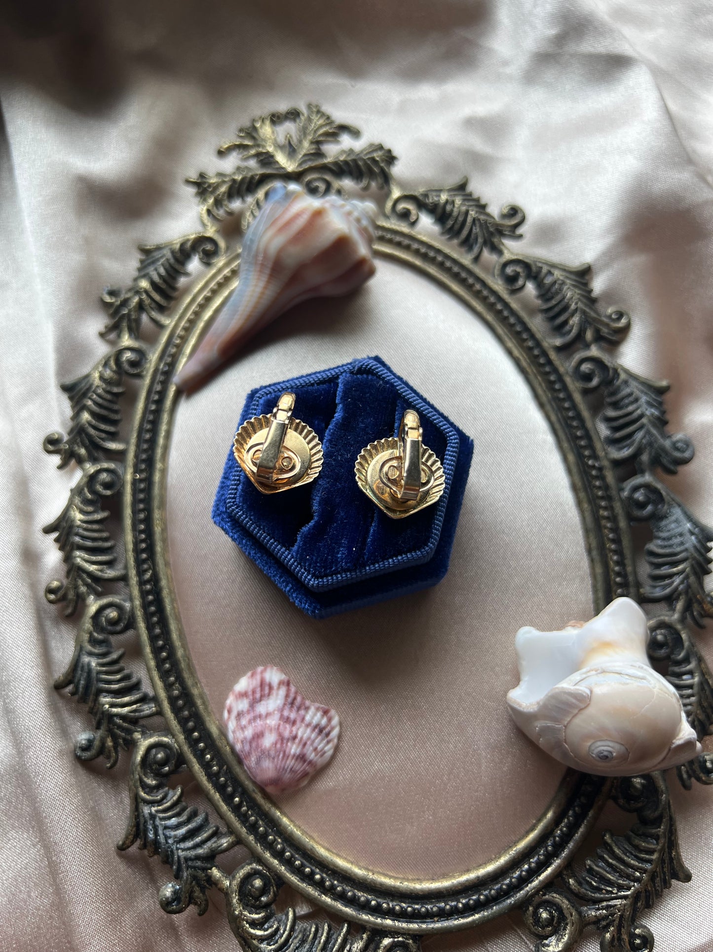 Gold Toned Sea Shell Clip on Earrings