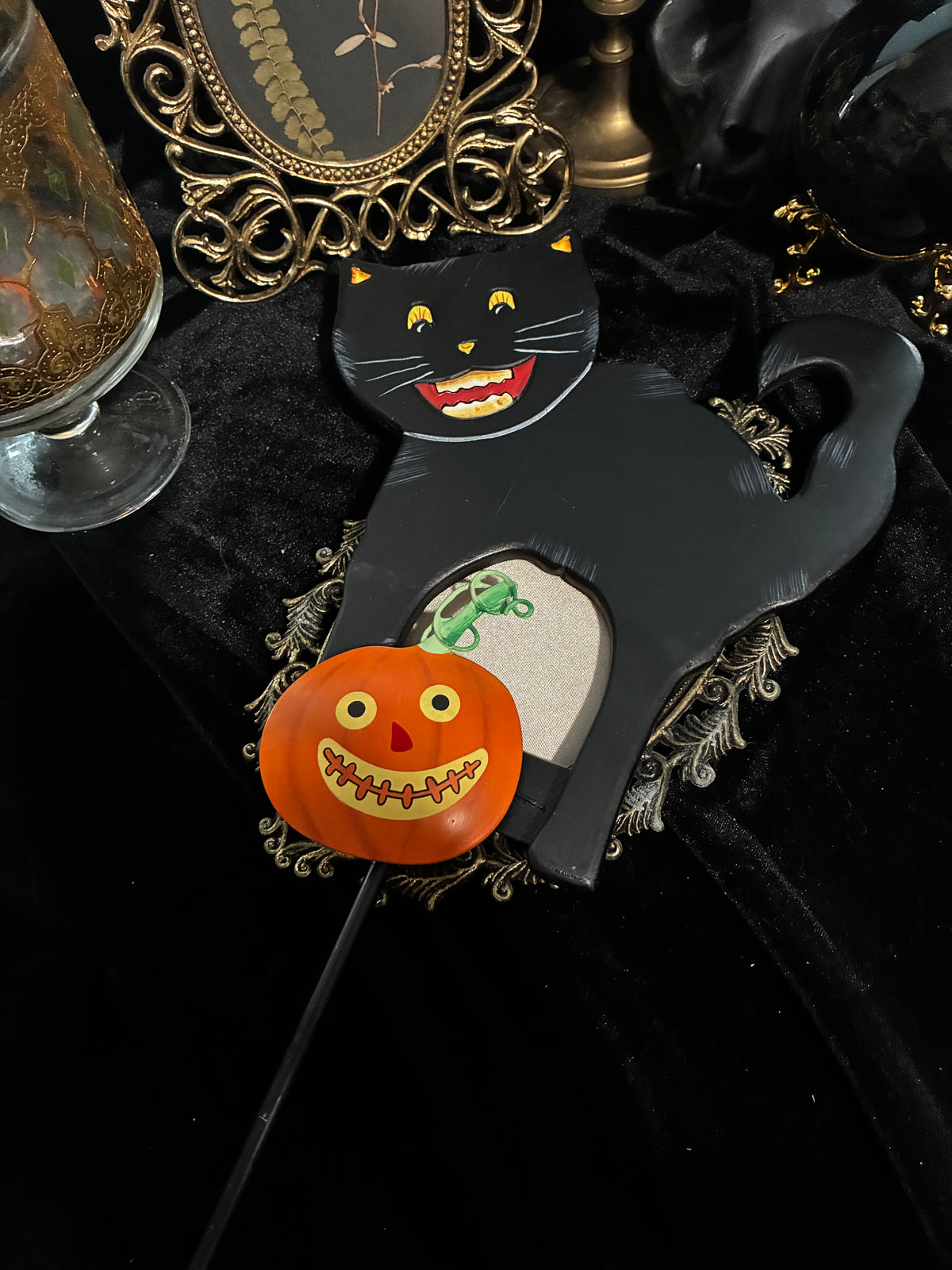 Black Cat and Pumpkin Yard Stake