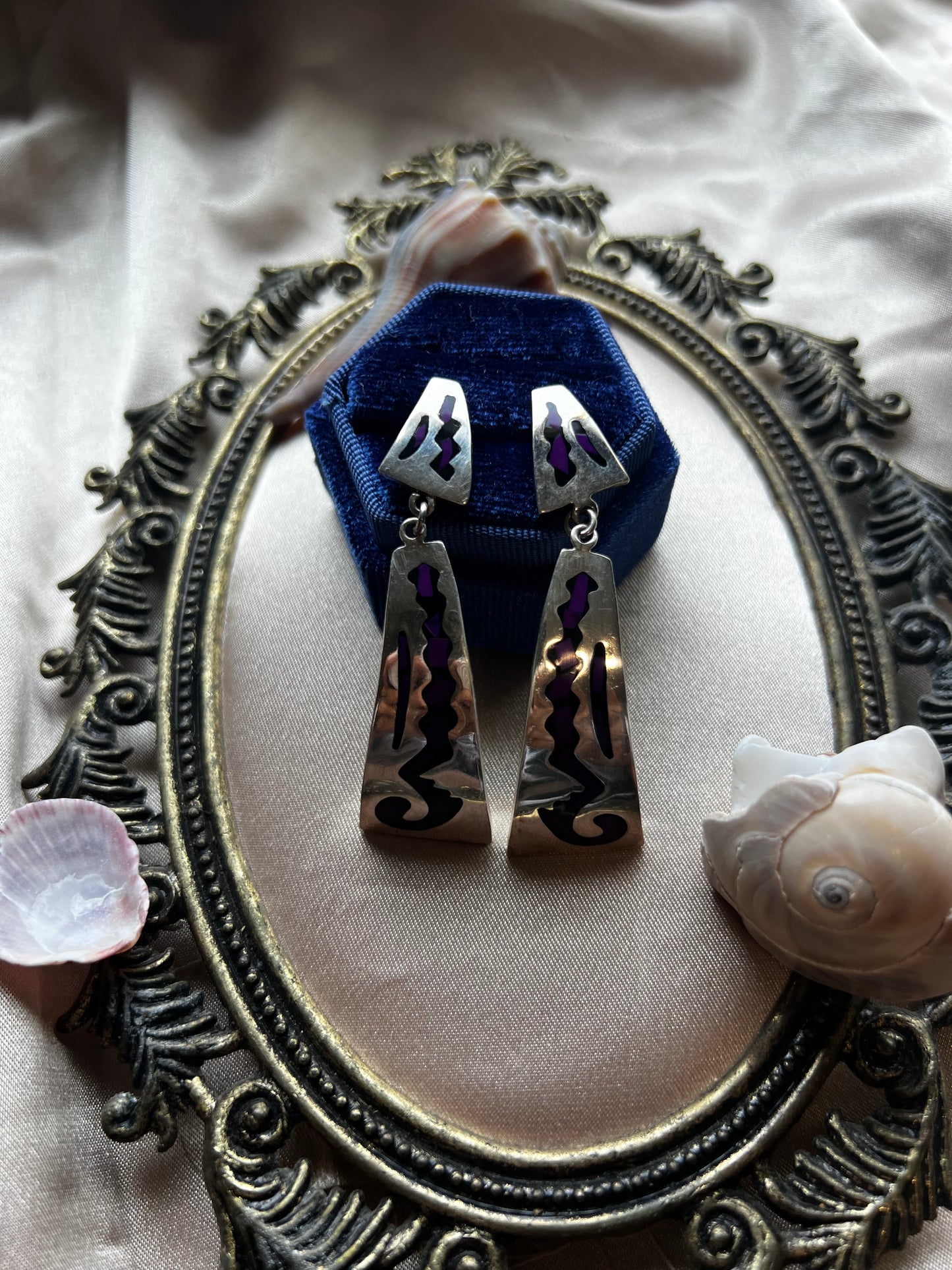 S925 Purple and Silver Earrings
