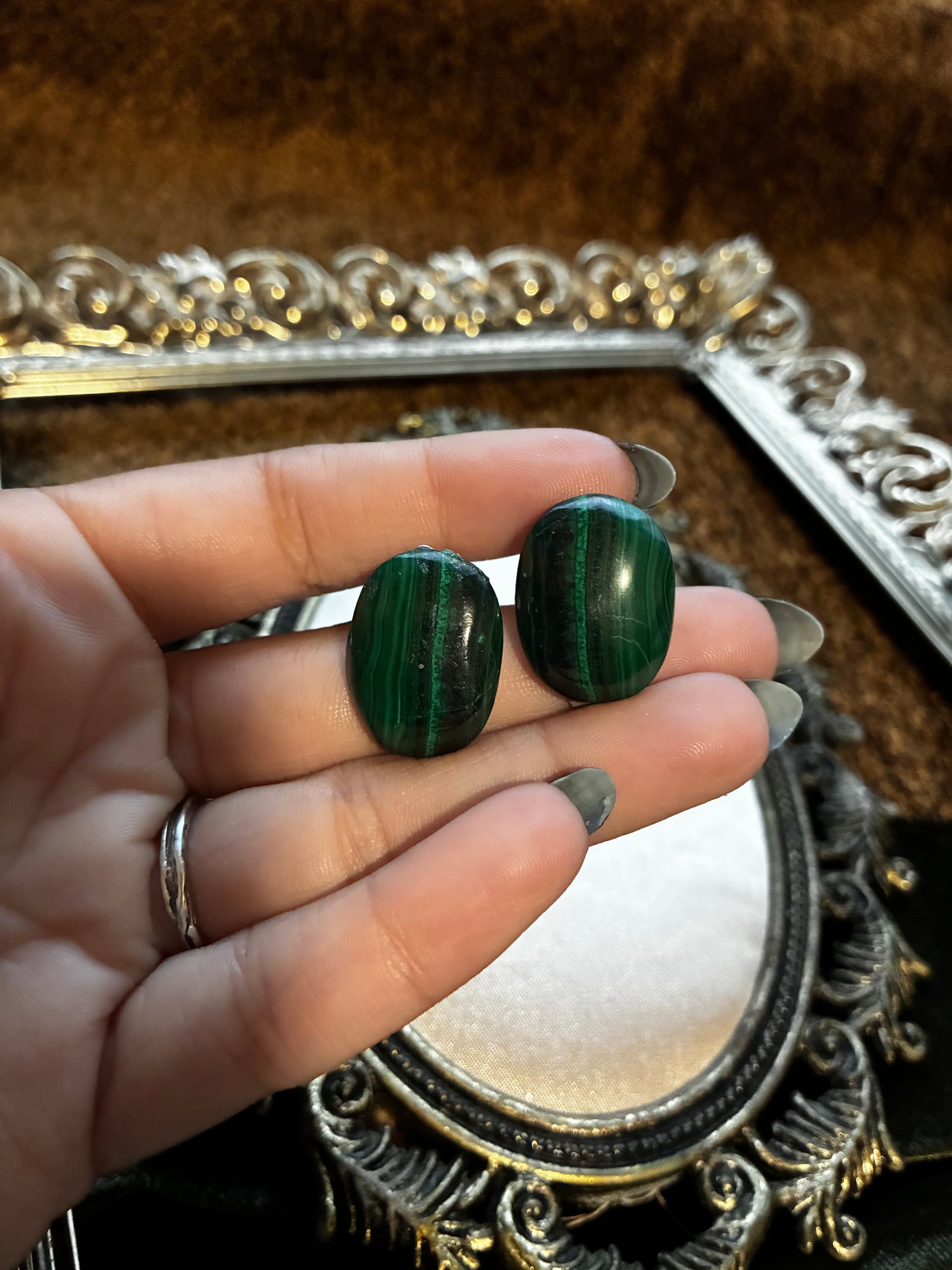 Malachite Clip-on Earrings
