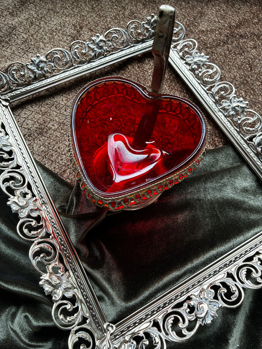 Gold and Ruby Heart Shaped Dish