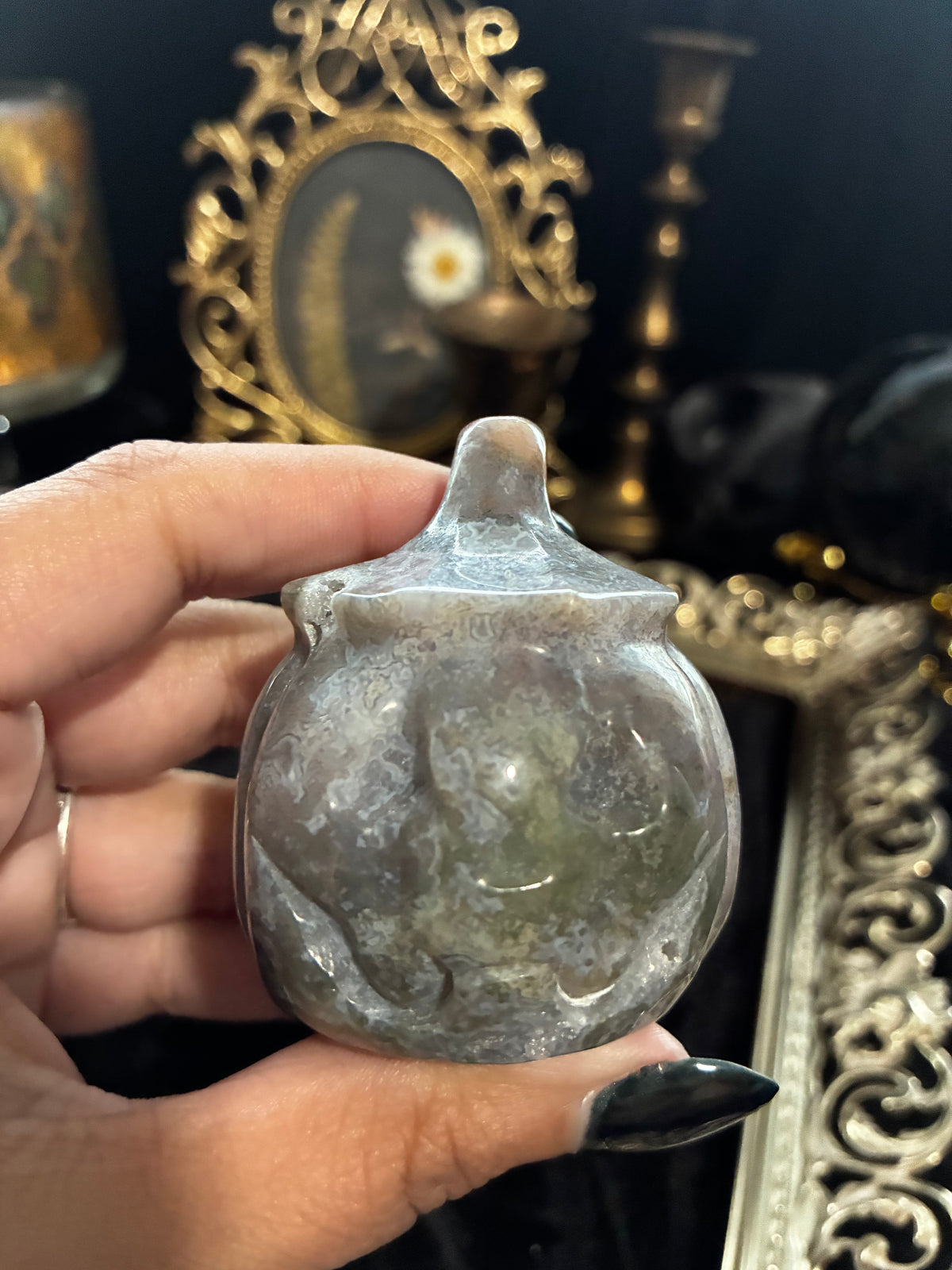 Moss Agate Jack’ O Lantern
