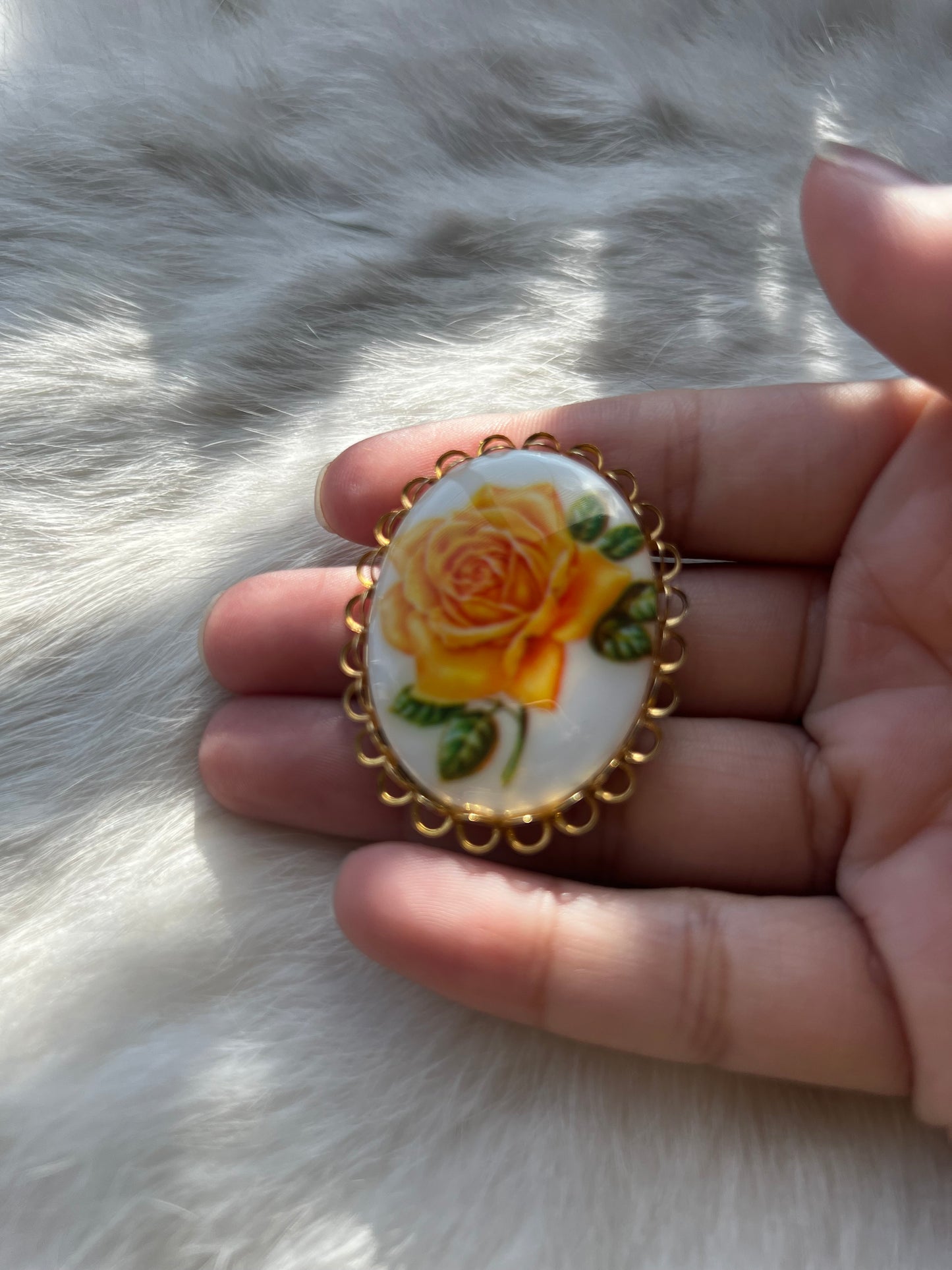 Yellow Rose Vintage Brooch