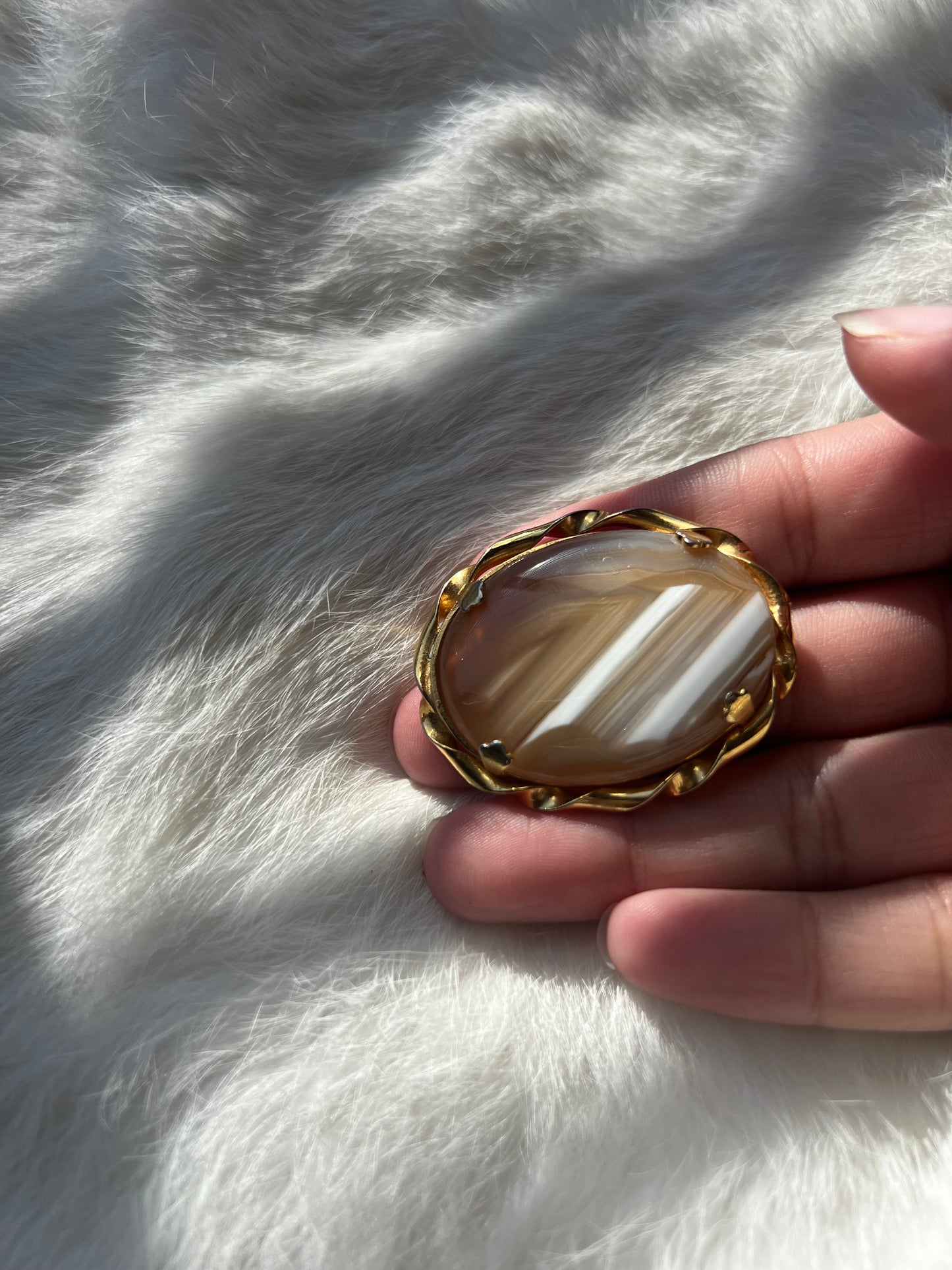 Vintage Banded Agate Brooch