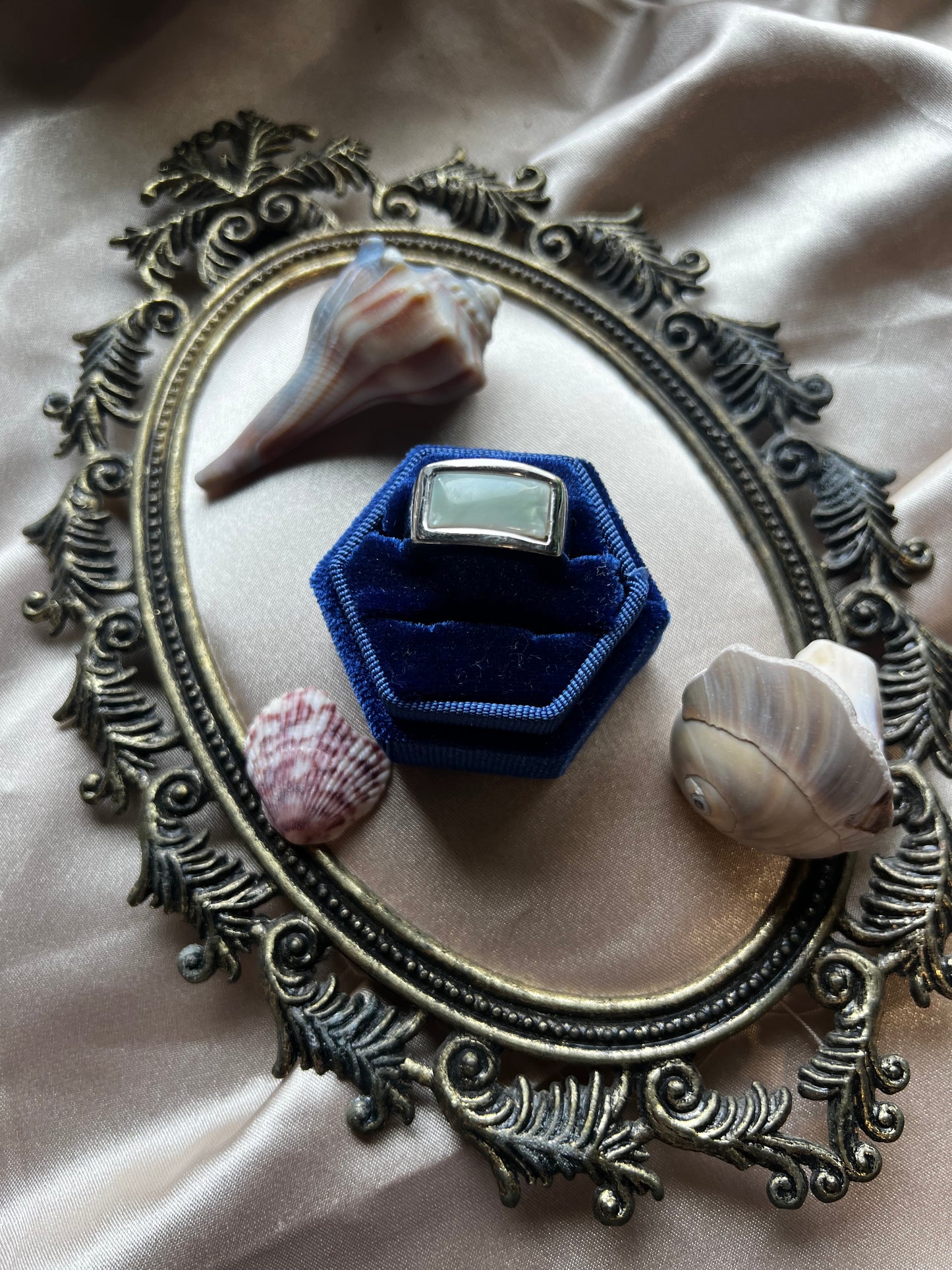 Silver Toned Mother of Pearl Ring