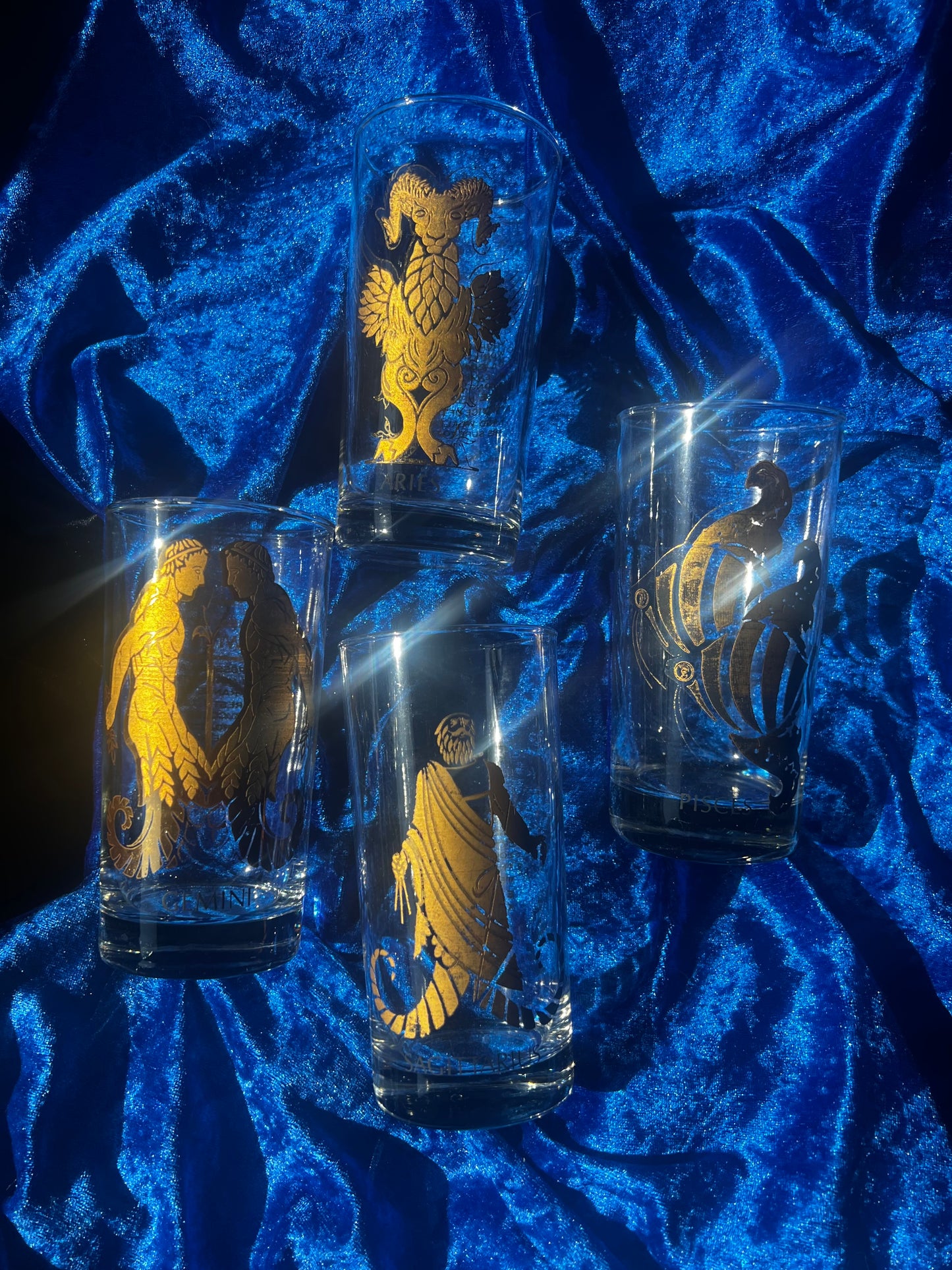 Vintage Zodiac Glass Cups