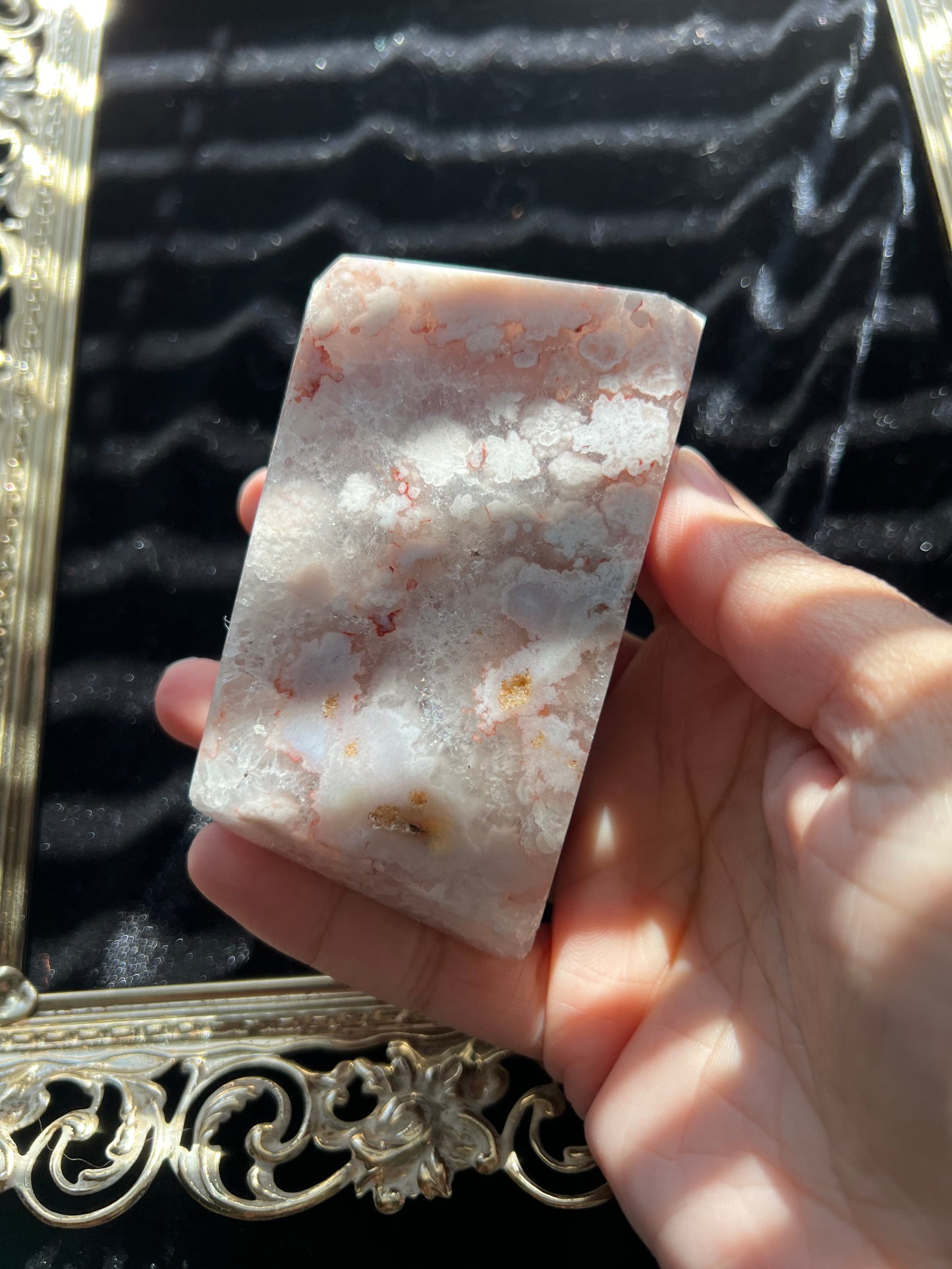 Flower Agate and Amethyst Freeform