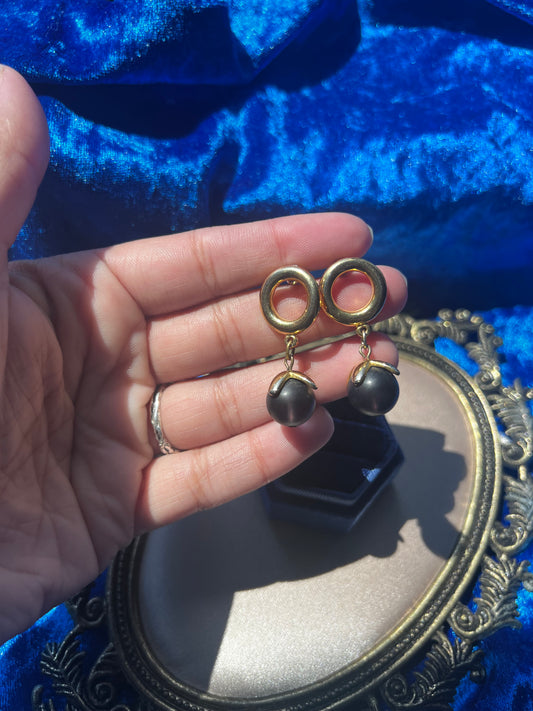 Black and Gold Dangle Earrings
