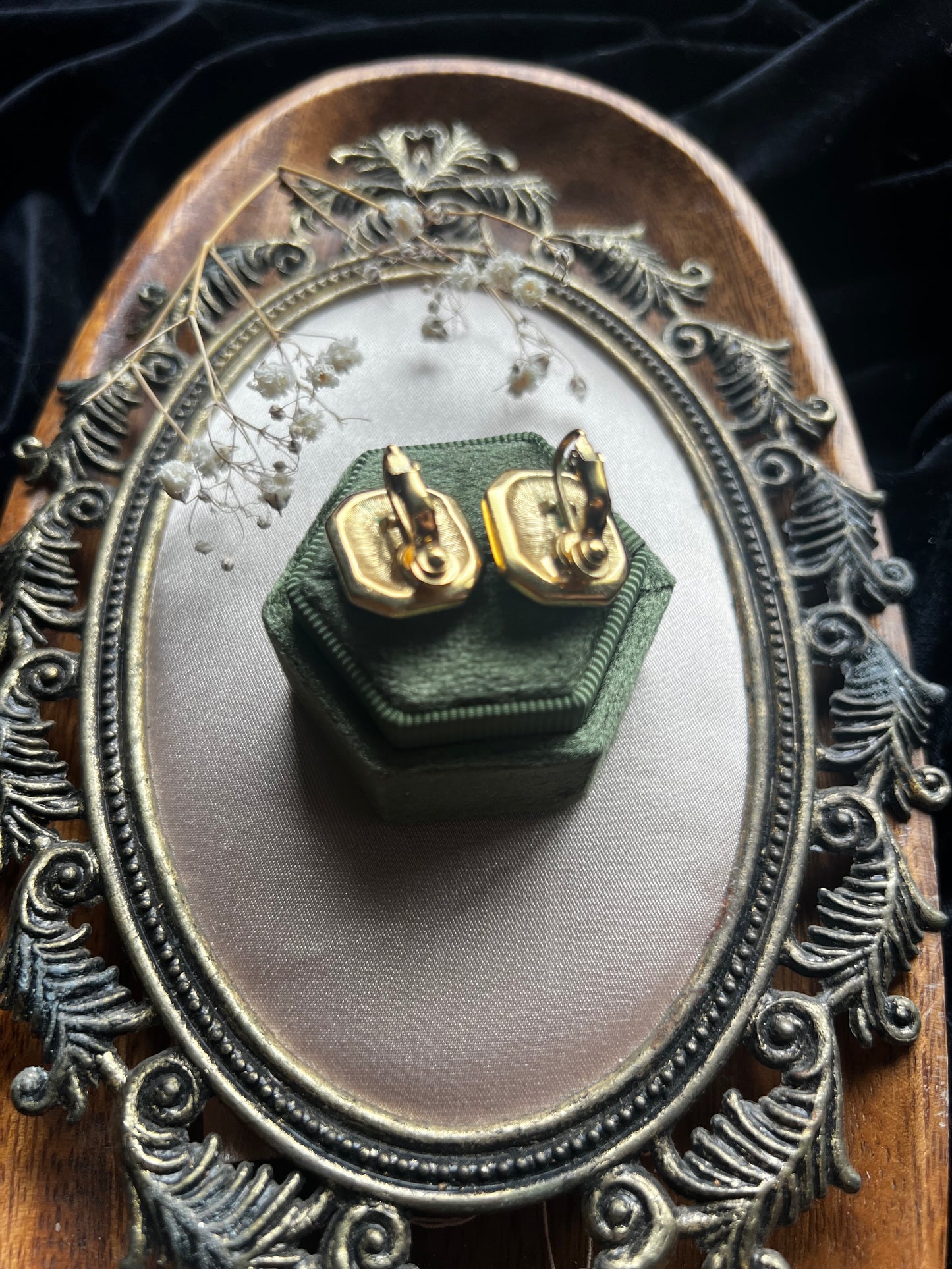 Black and Gold Toned Clip-On Earrings