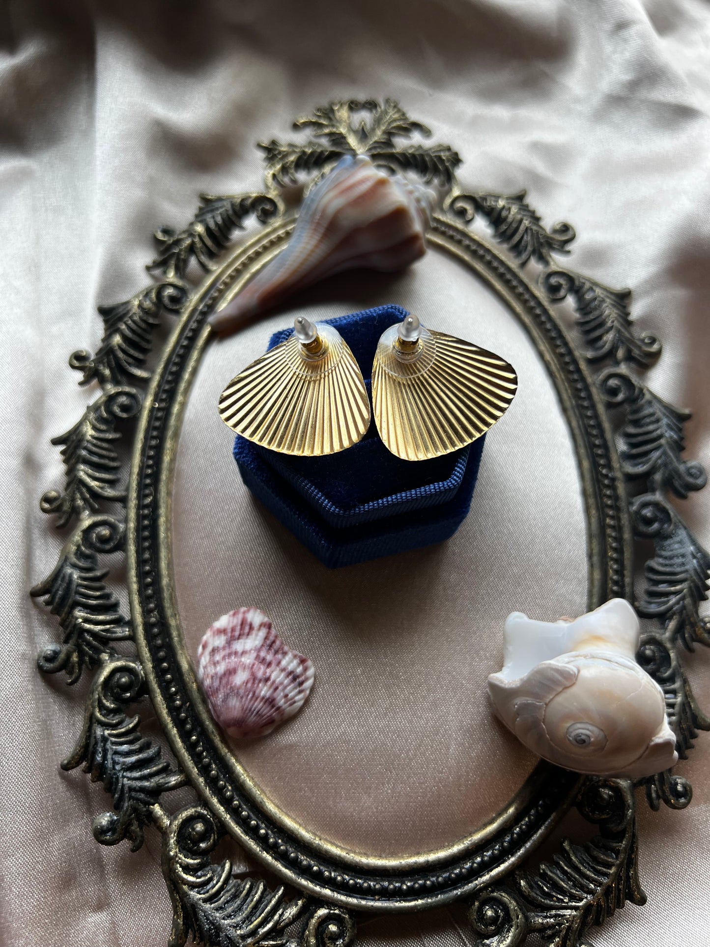 Gold Toned Fan Earrings