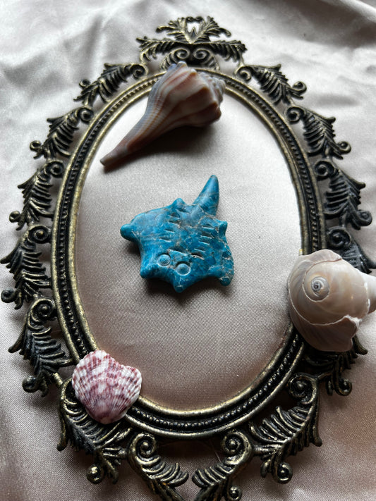 Blue Apatite Sting Ray Carving