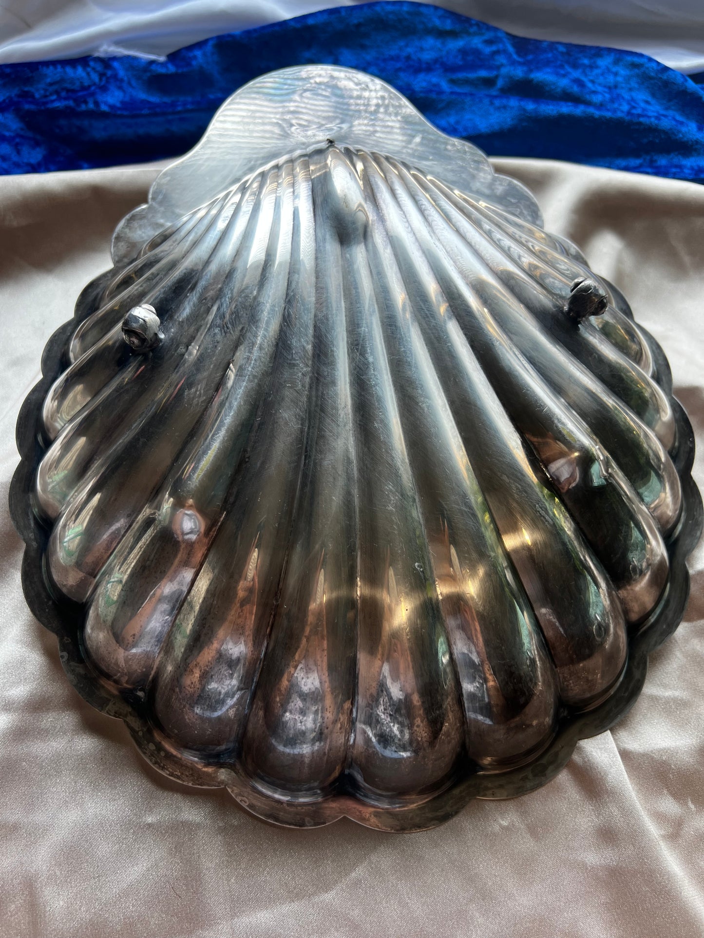 Vintage Silver Clamshell Serving Tray
