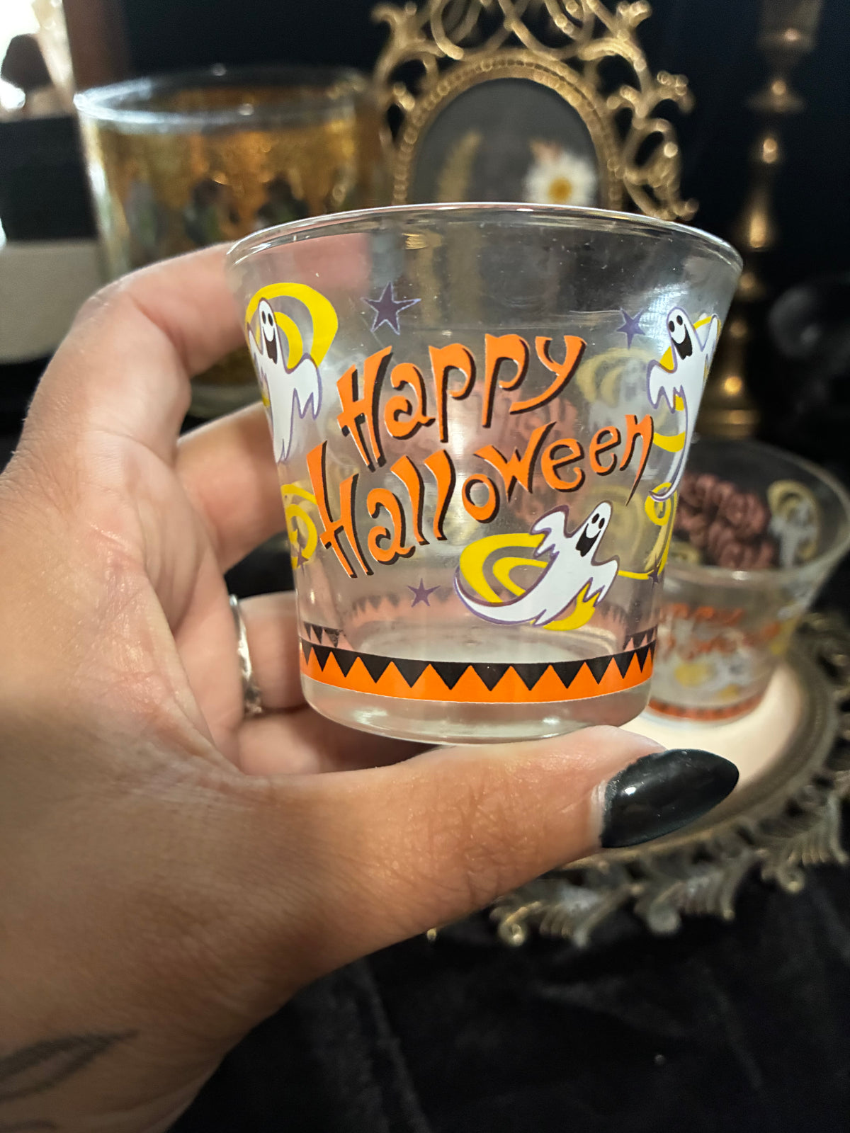 Happy Halloween Glass Votive Holders