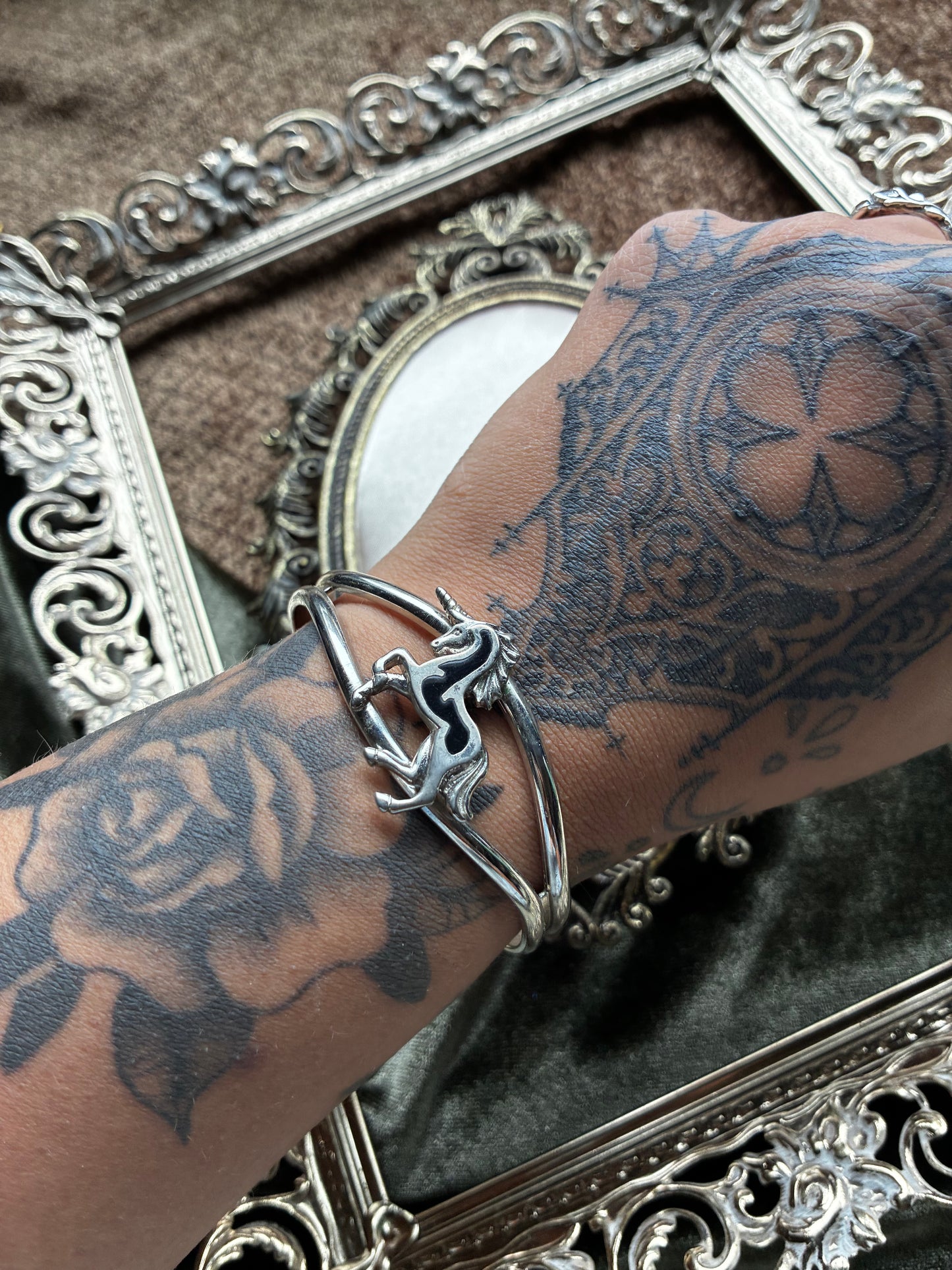 Silver Unicorn Cuff Bracelet