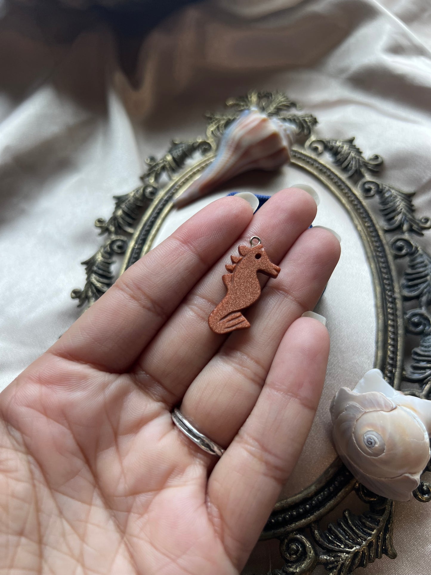 Goldstone Seahorse Pendant