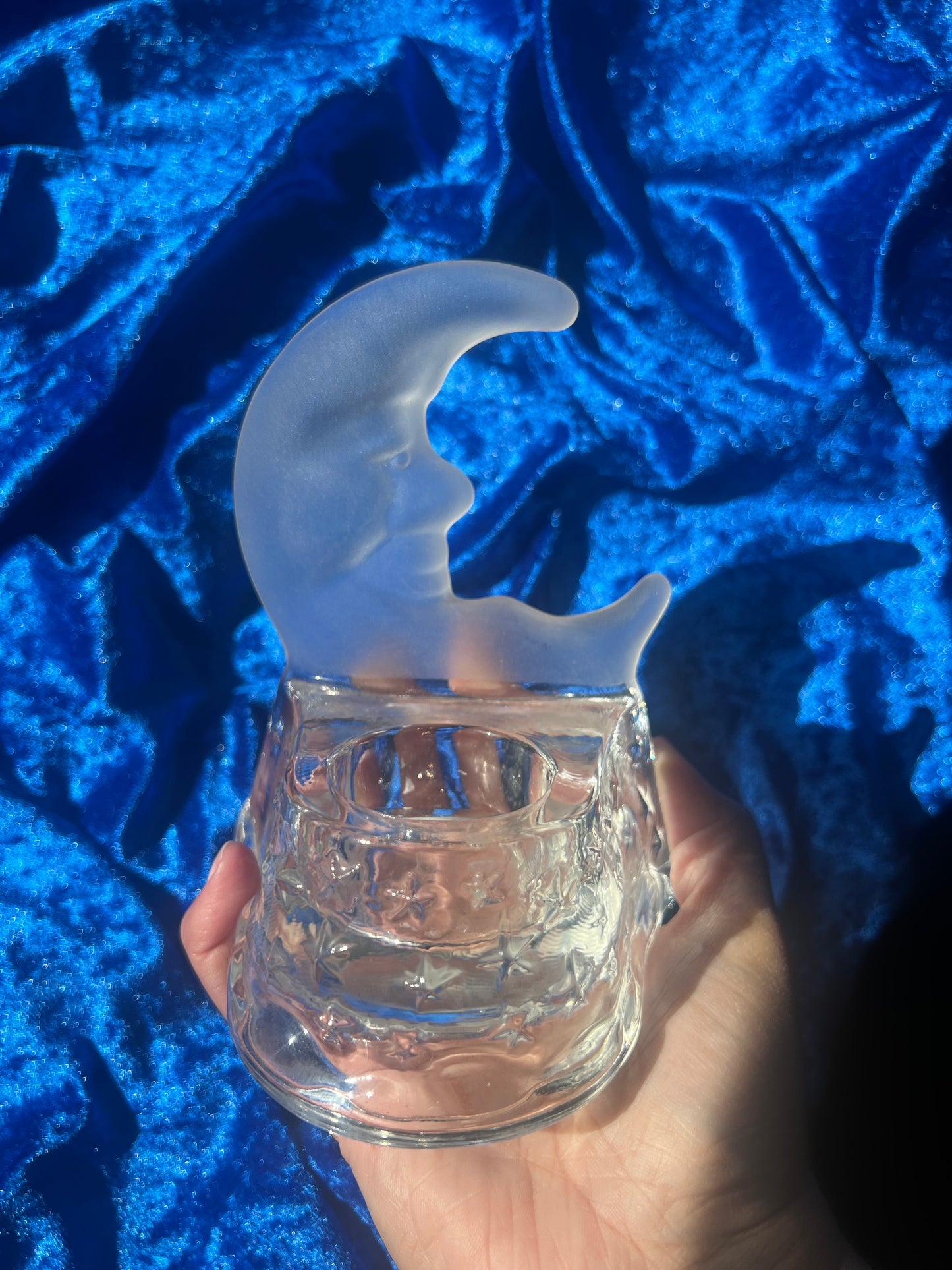 Glass Moon Tealight Holder