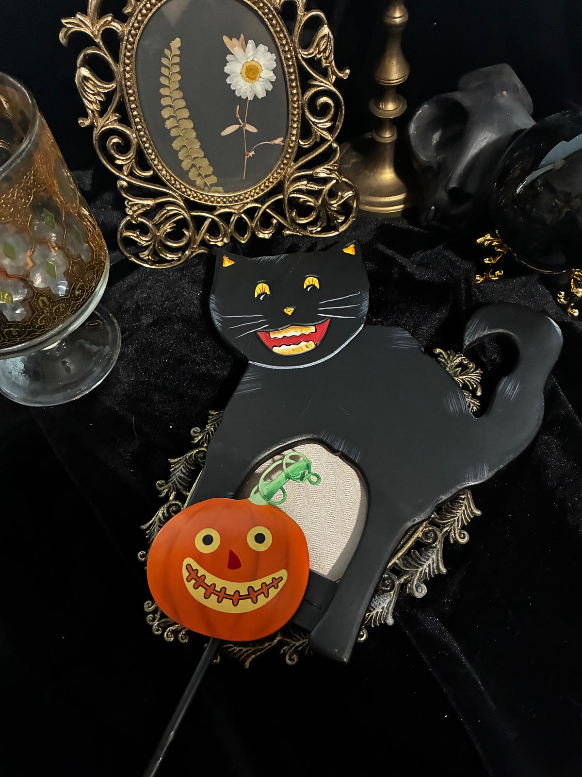 Black Cat and Pumpkin Yard Stake