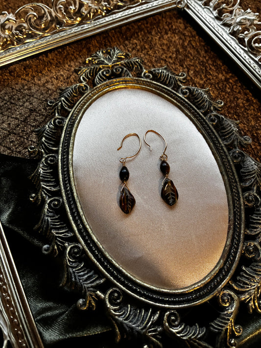 Tigers Eye Leaf Earrings
