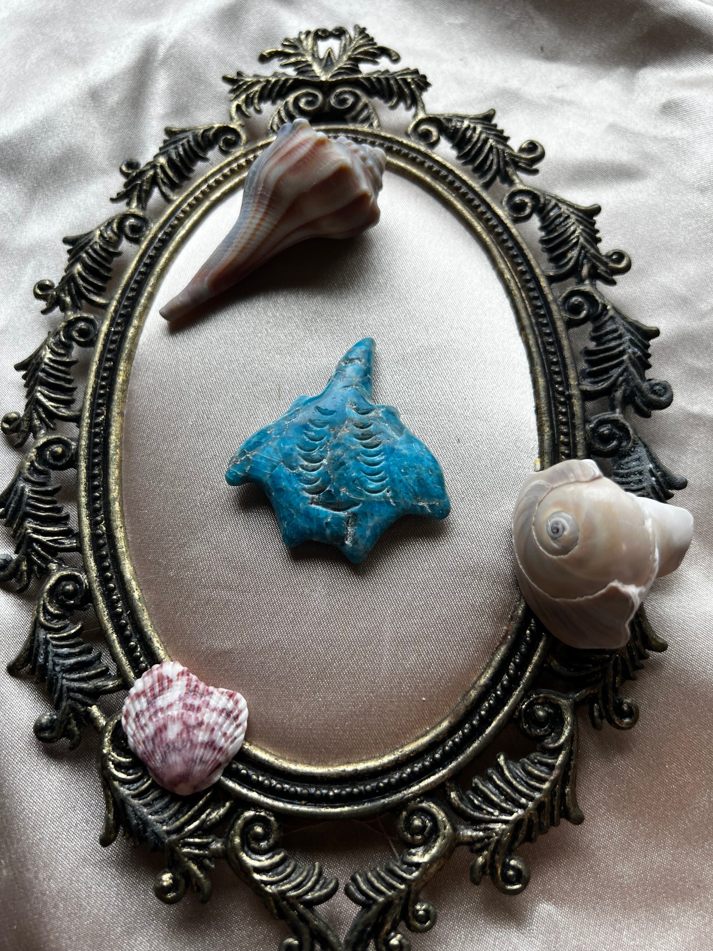 Blue Apatite Sting Ray Carving