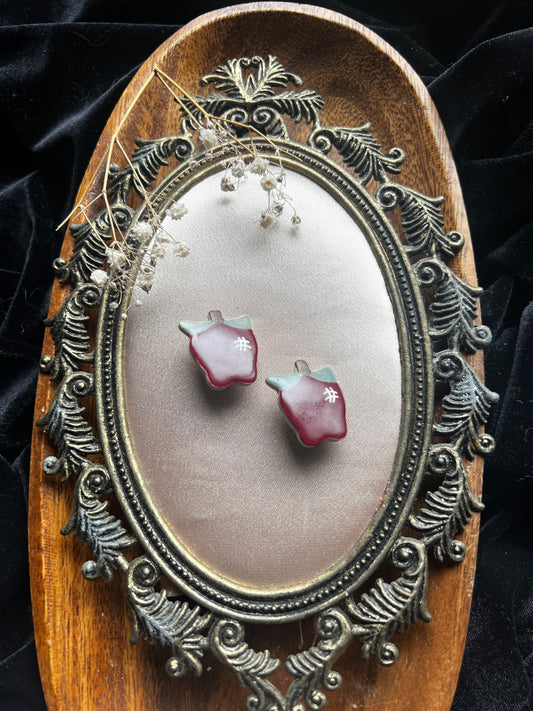 Hand Painted Apple Clip-On Earrings
