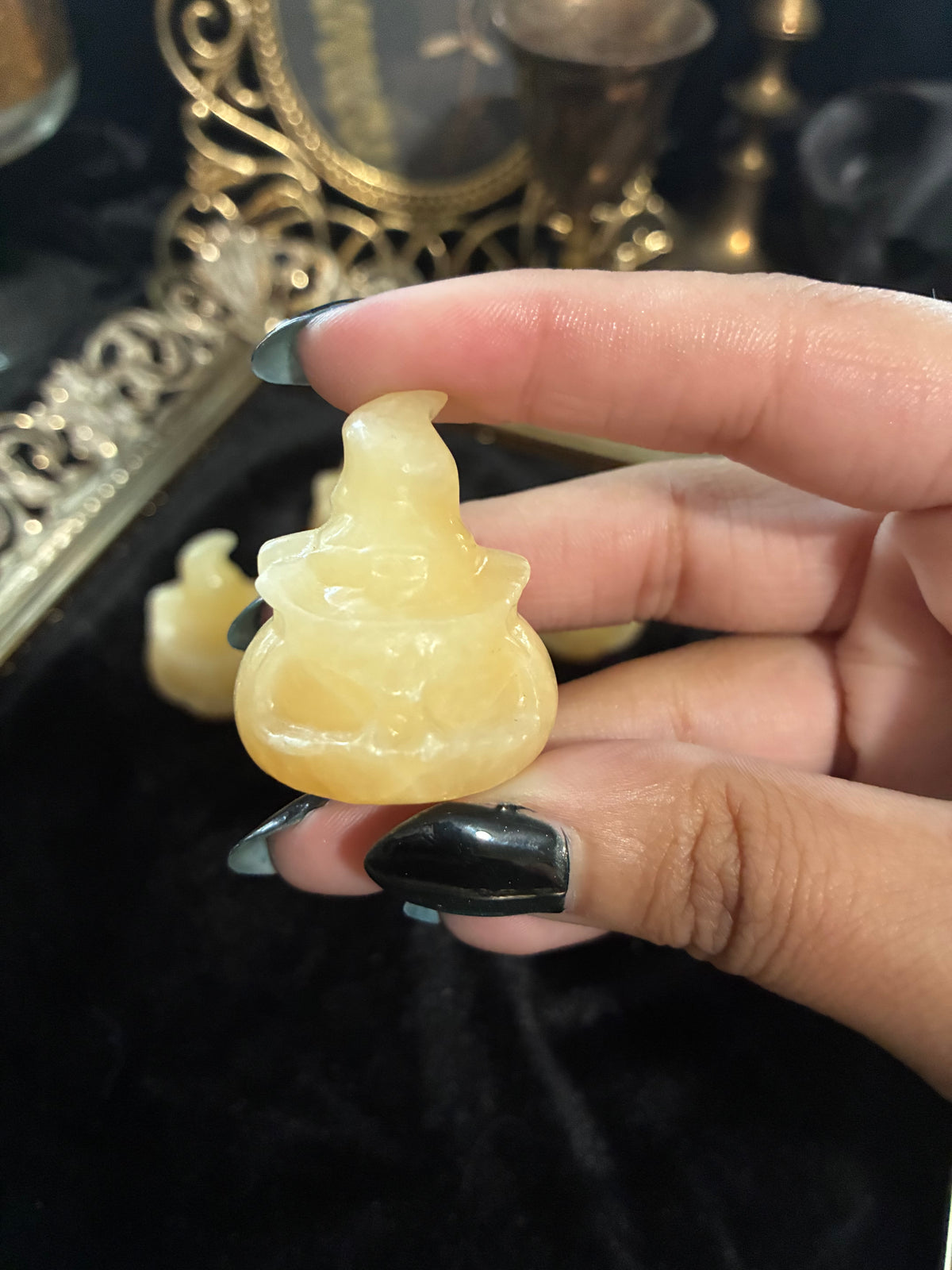 Yellow Calcite Witch Hat Pumpkin