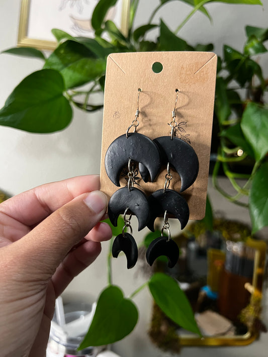 triple moon earrings