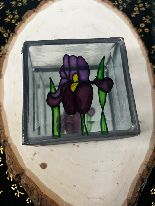 Iris faux stained glass box