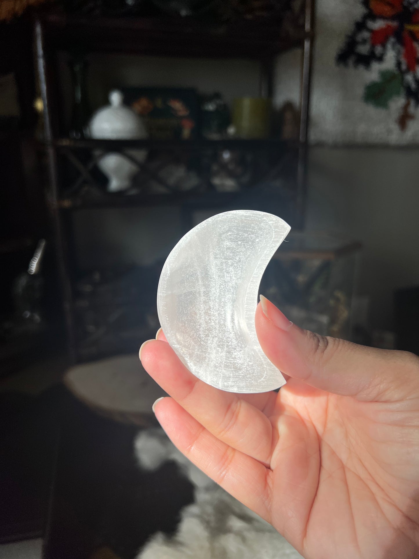 Selenite/ Satin Spar Mini Moon Dishes