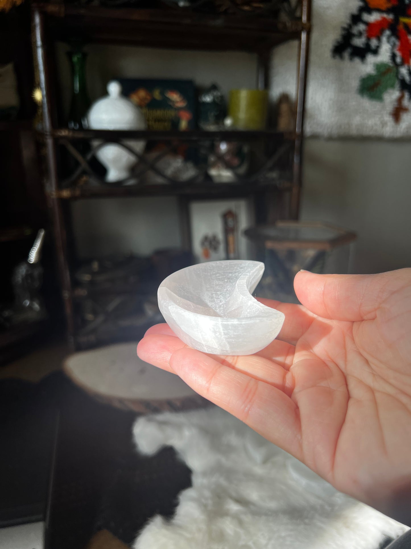 Selenite/ Satin Spar Mini Moon Dishes