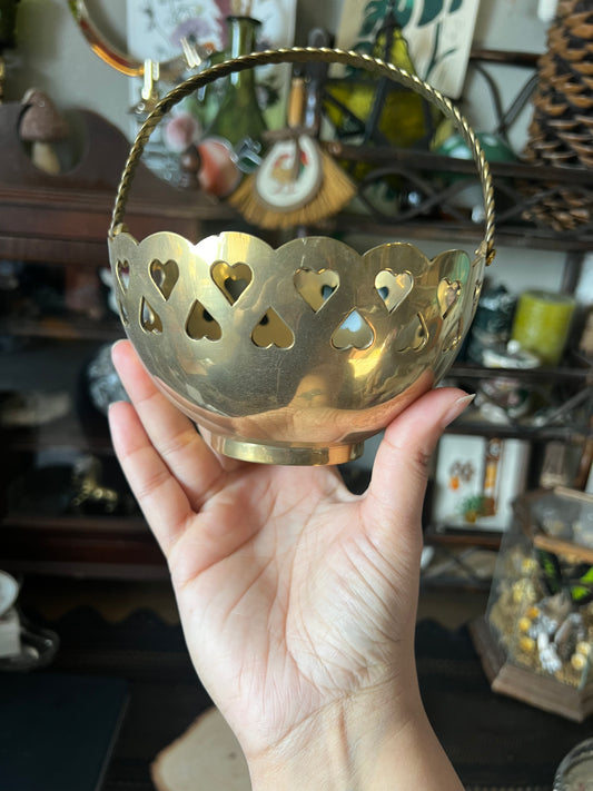 Brass Heart Cut Out Basket