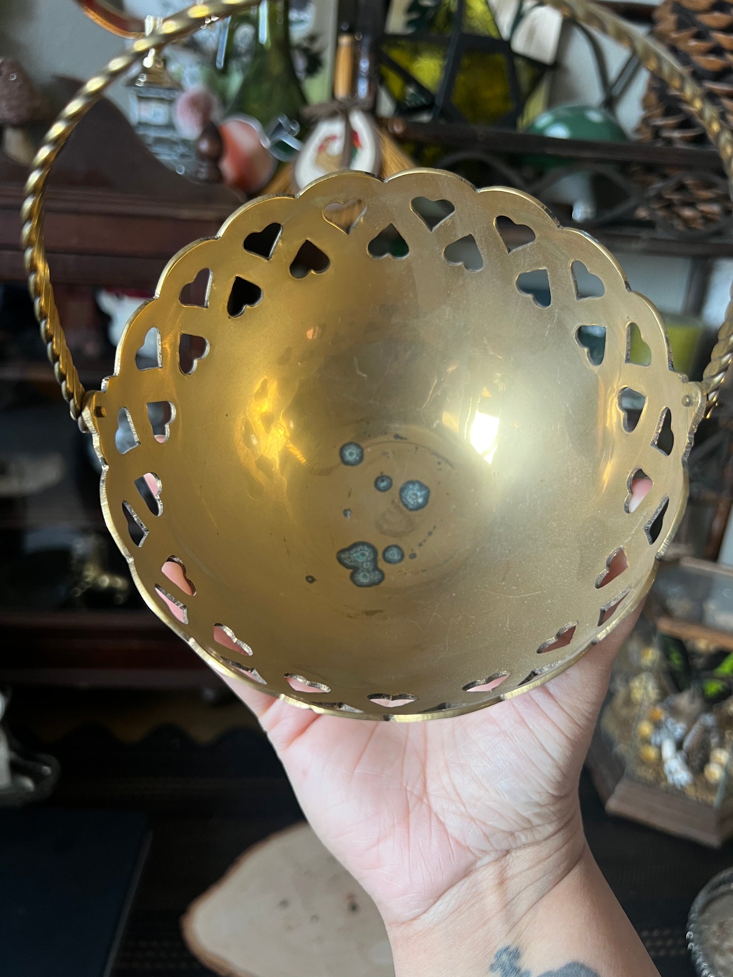 Brass Heart Cut Out Basket
