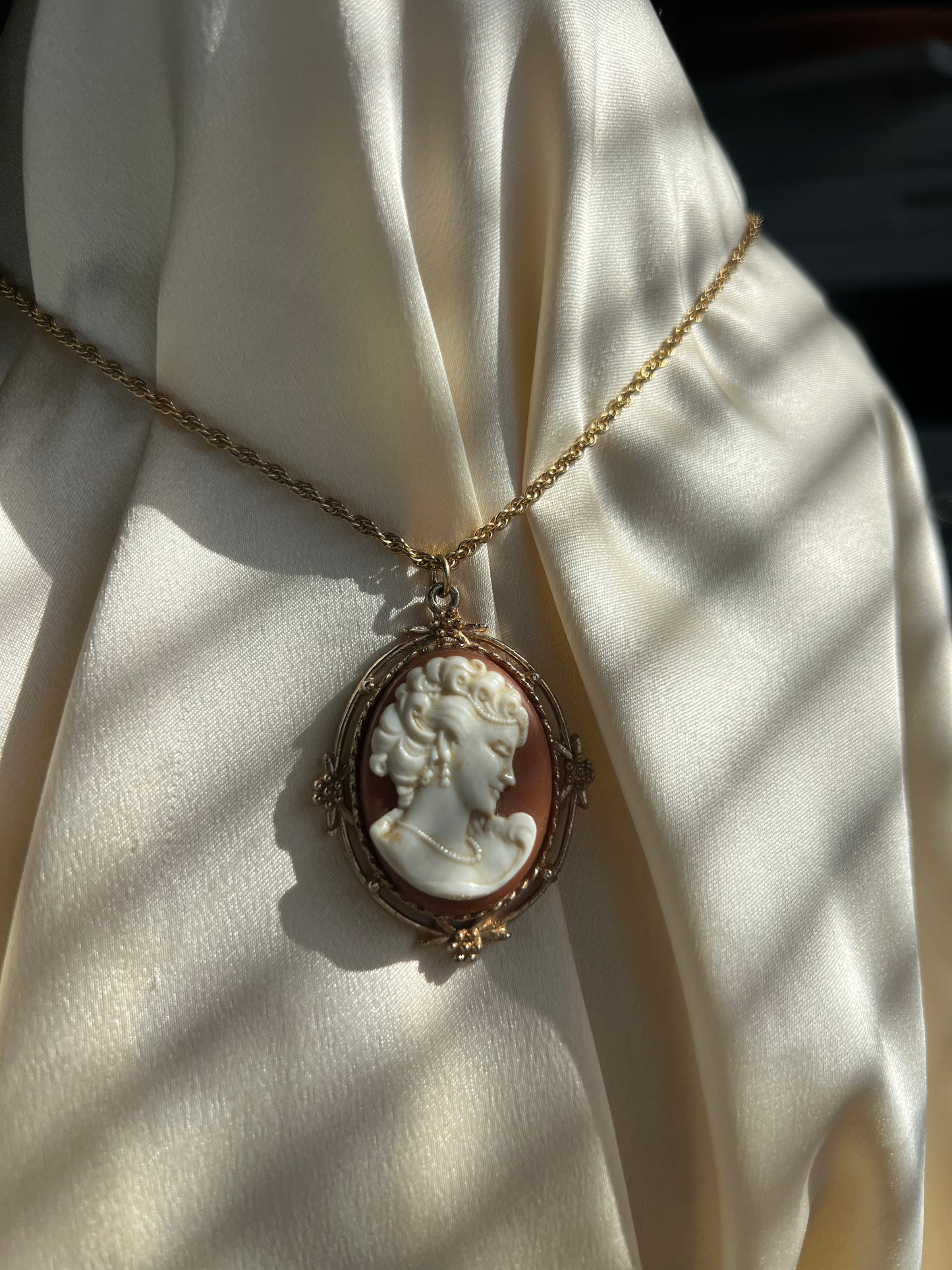 Orange and Gold Cameo Necklace