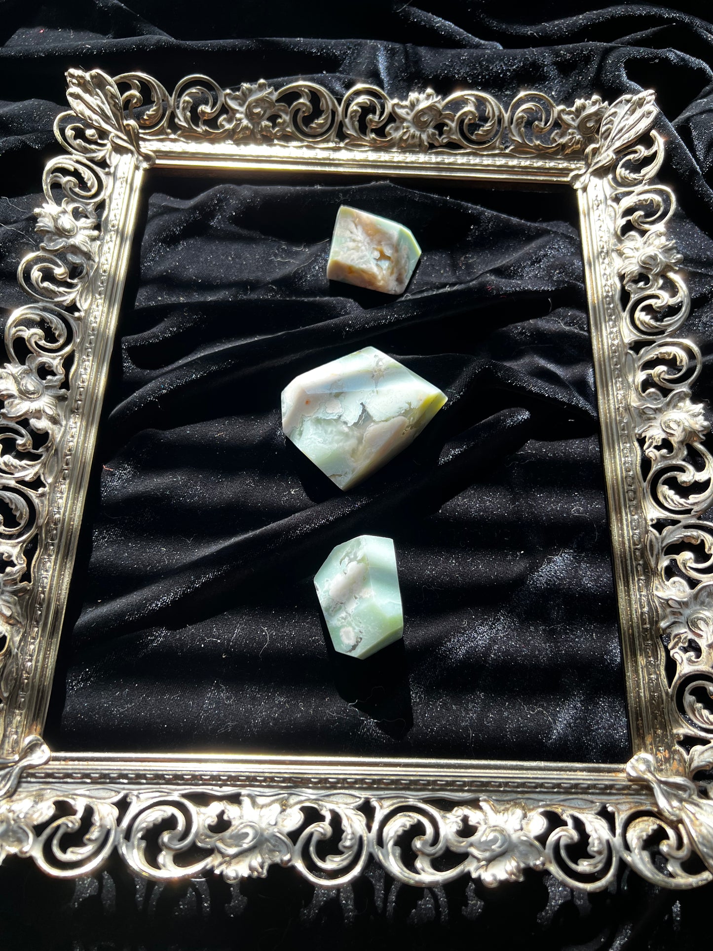 Green Flower Agate Freeforms