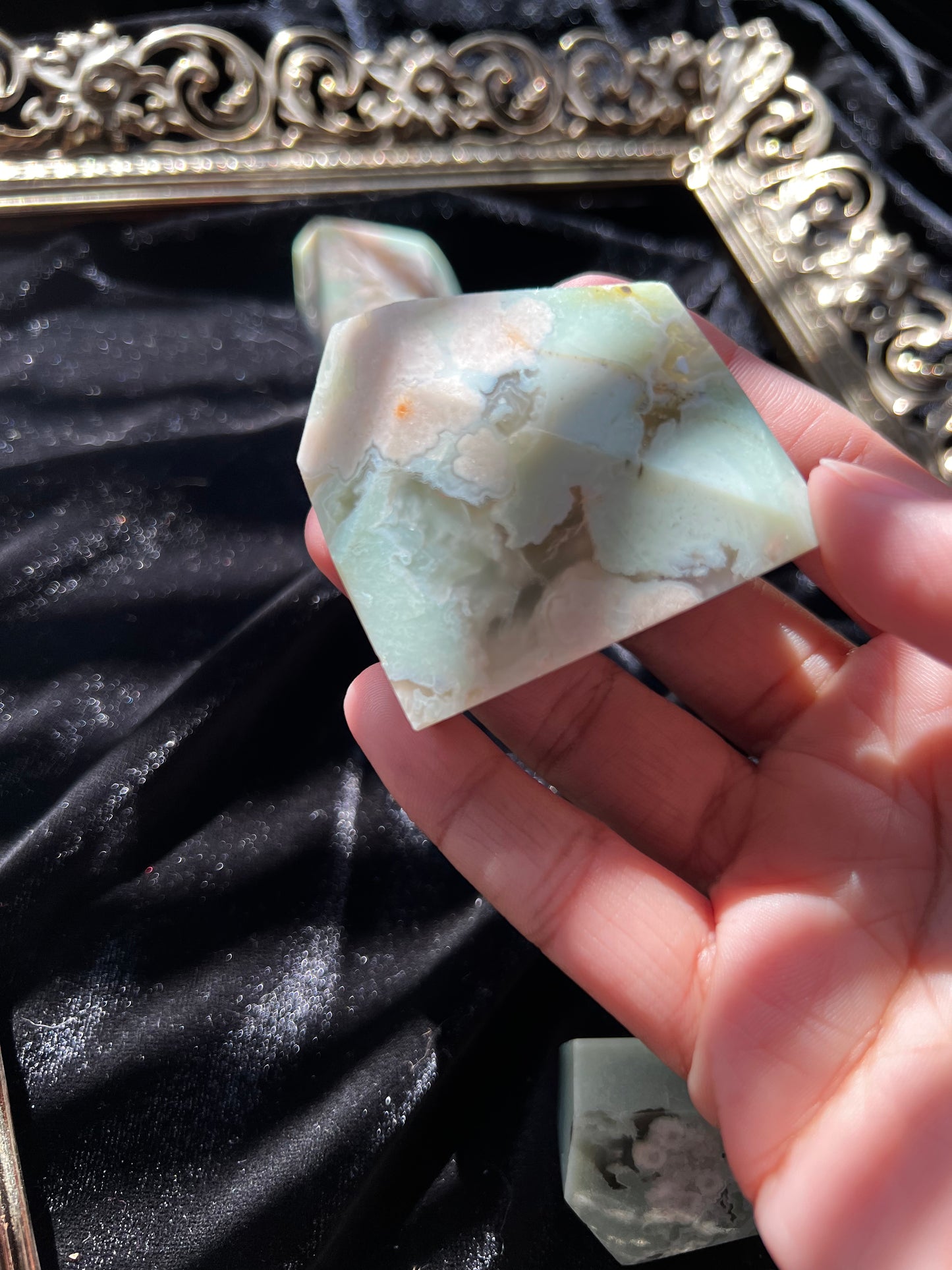 Green Flower Agate Freeforms