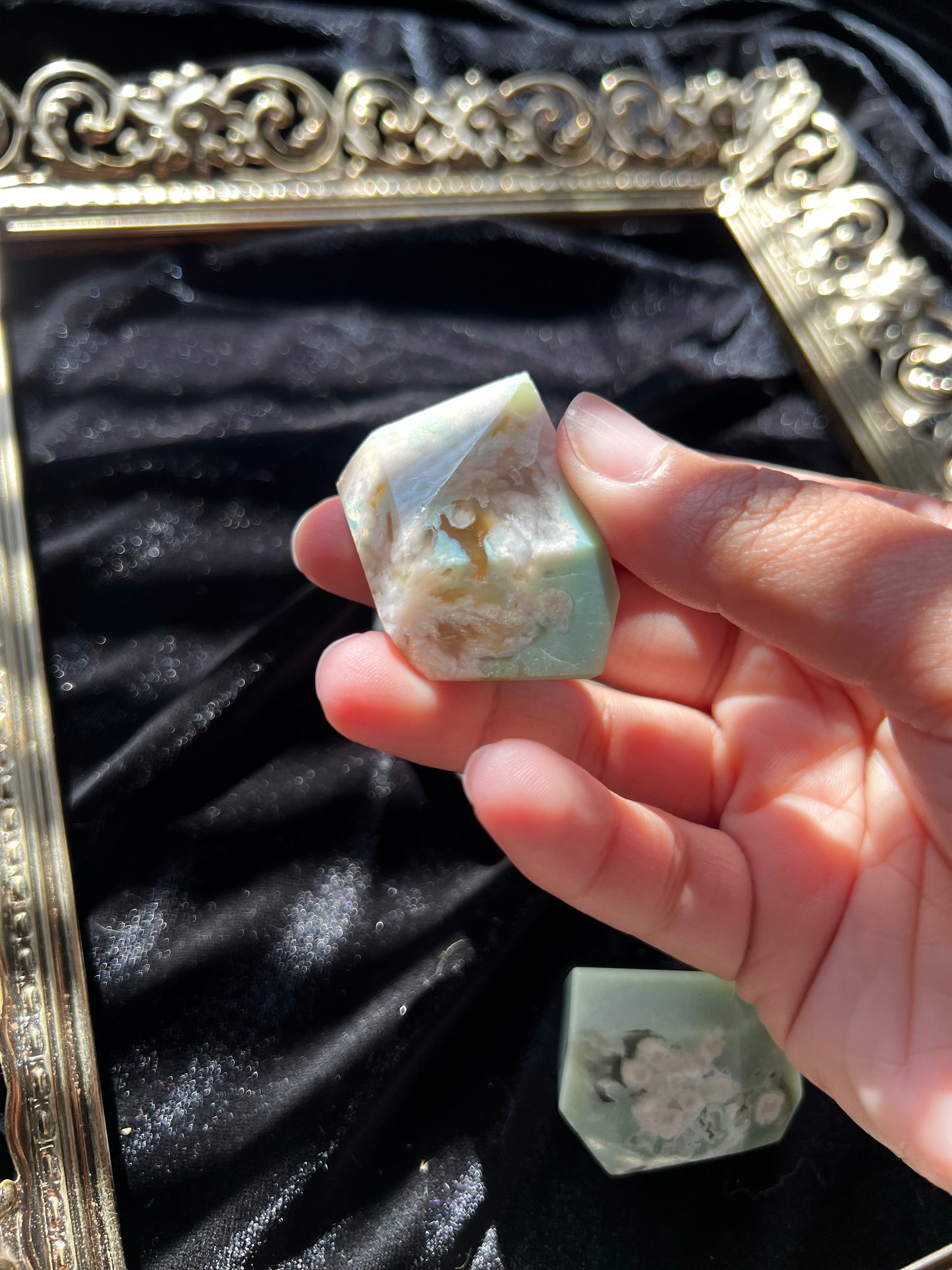 Green Flower Agate Freeforms