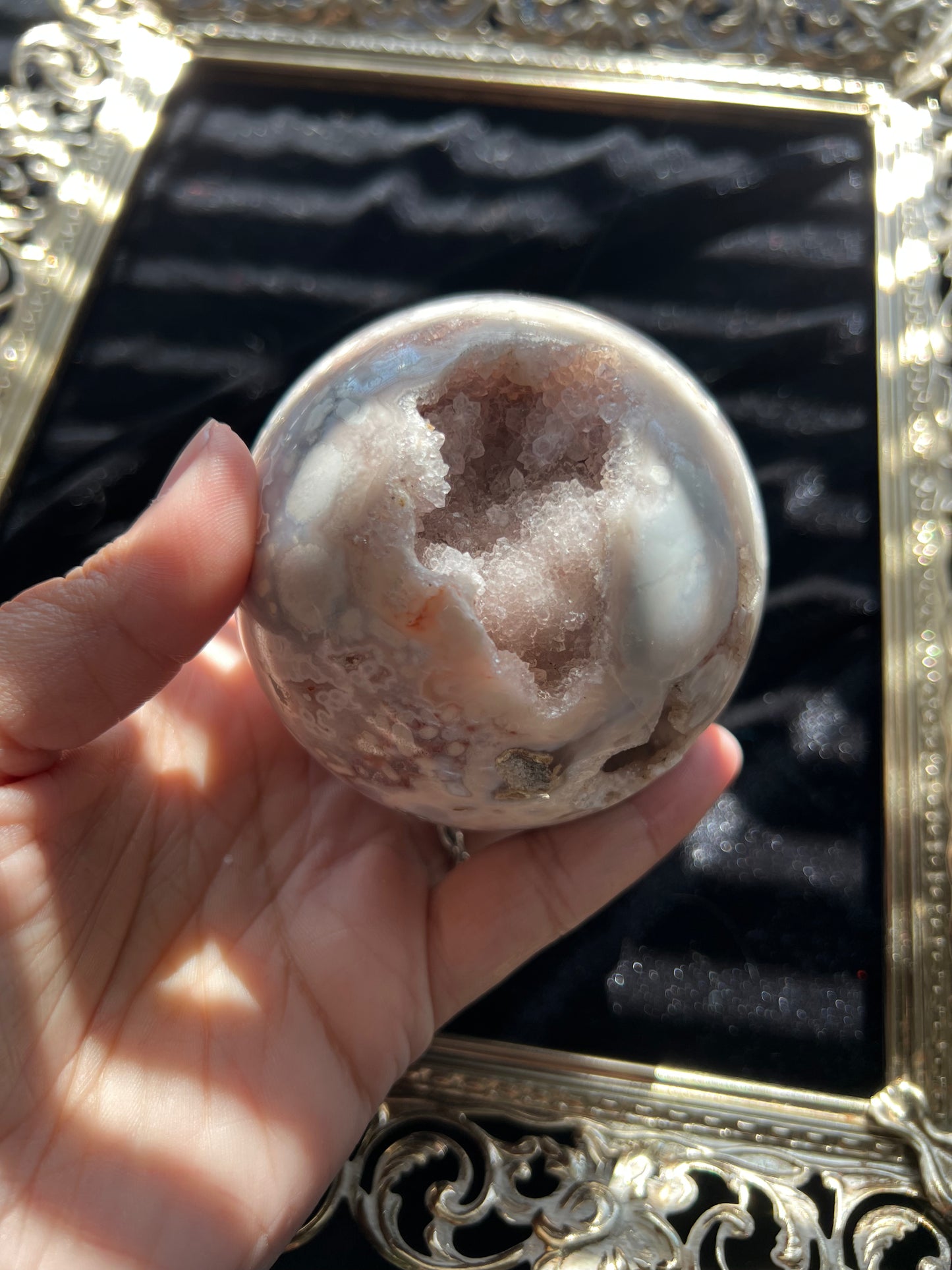Pink Amethyst and Flower Agate Sphere