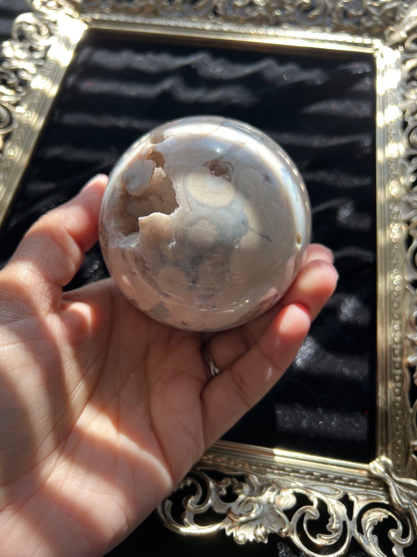 Pink Amethyst and Flower Agate Sphere