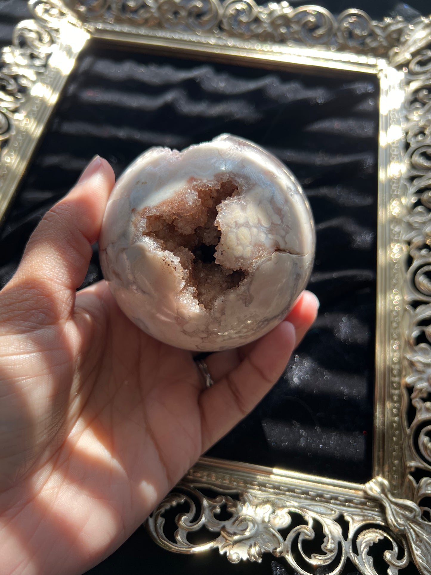 Pink Amethyst and Flower Agate Sphere